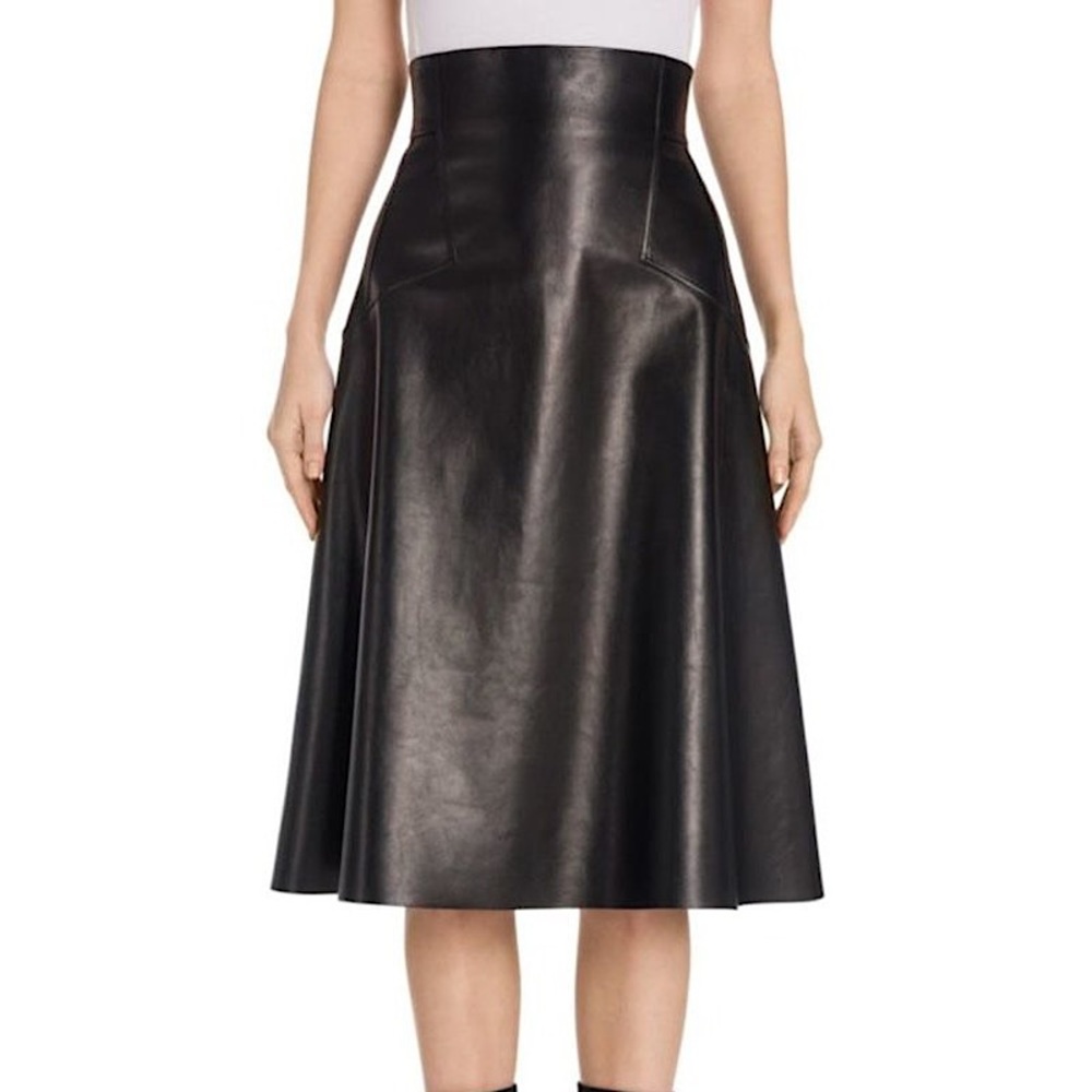Alexander McQueen Pre-Fall 2017 High Waisted Plongé Leather Skirt